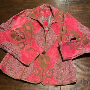 Khangura Front Button reversible Jacket Small open Front Blazer Embroidered